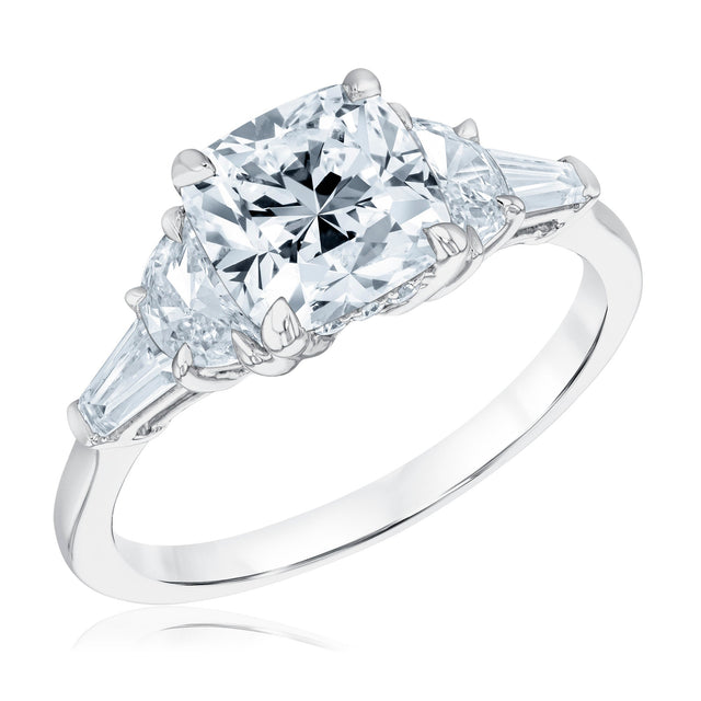 2 3/4ctw Cushion Lab Grown Diamond White Gold Engagement Ring