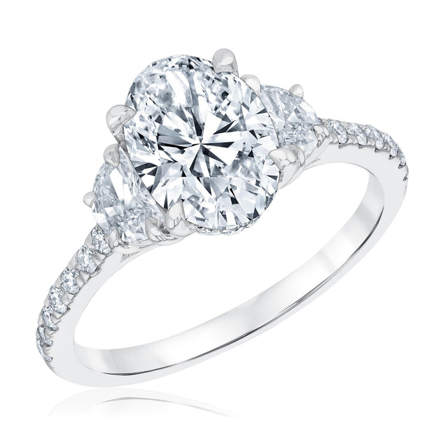 2 5/8ctw Oval Lab Grown Diamond White Gold Engagement Ring