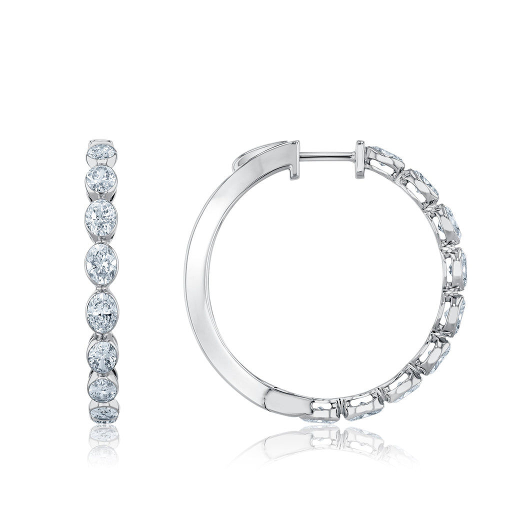 2 5/8ctw Oval Lab Grown Diamond White Gold Hoop Earrings