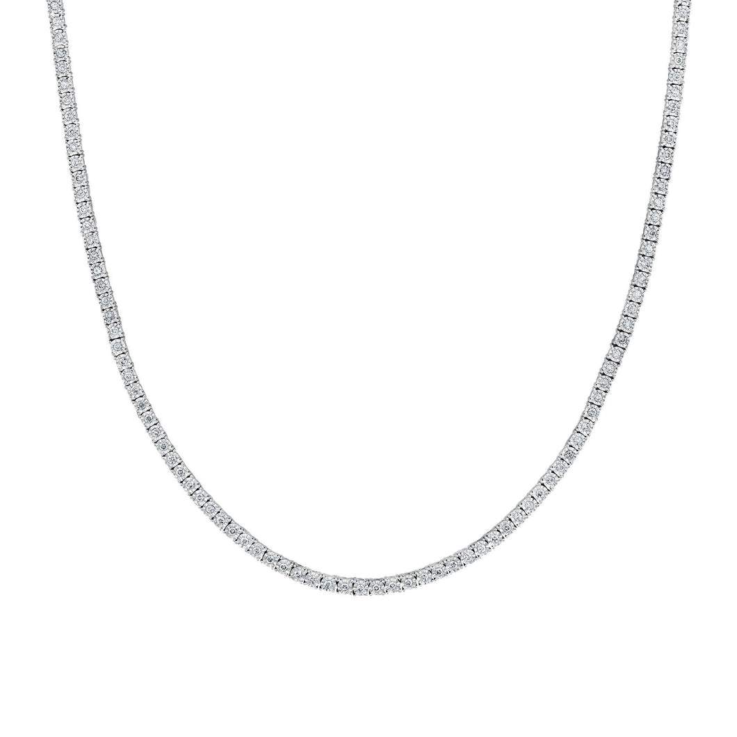 2 7/8ctw Round Diamond White Gold Tennis Necklace | 20 Inches