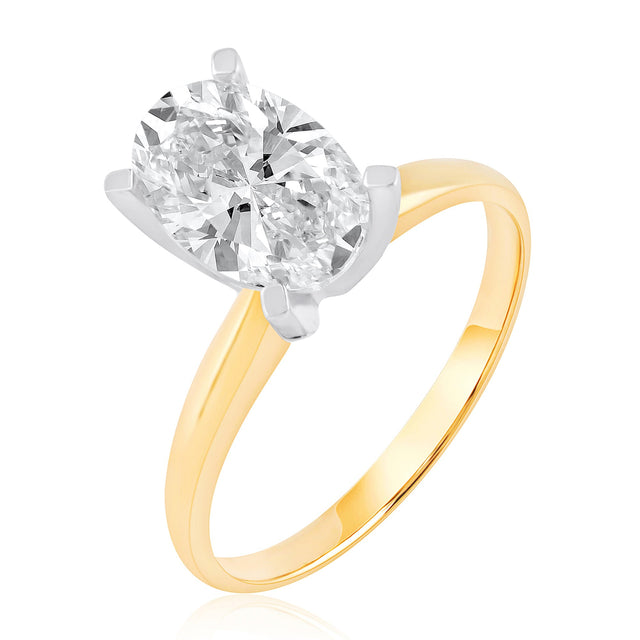 2ct Oval Diamond Solitaire Yellow Gold Engagement Ring - Heritage Collection - Size 7