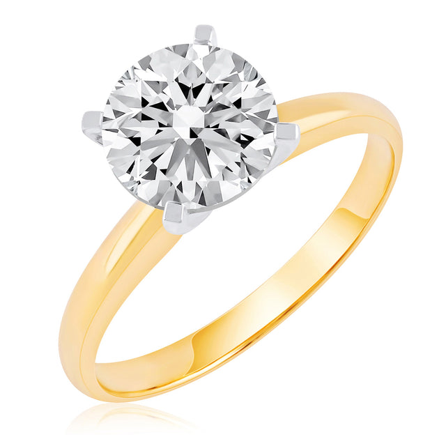 2ct Round Diamond Solitaire Yellow Gold Engagement Ring - Heritage Collection - Size 5