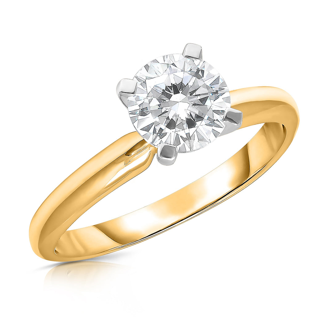 2ct Round Lab Grown Diamond Solitaire Yellow Gold Engagement Ring | Size 5