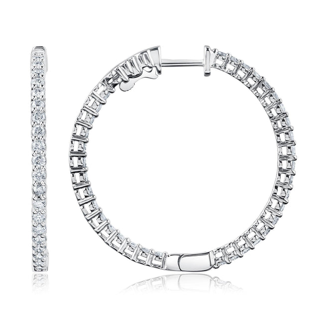 2ctw Diamond Inside Out White Gold Hoop Earrings