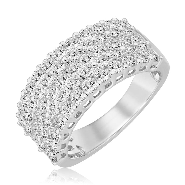 2ctw Diamond Multi-Row White Gold Anniversary Band - Embrace Collection