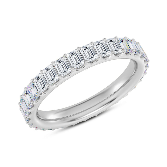2ctw Emerald Diamond White Gold Eternity Band - Size 7