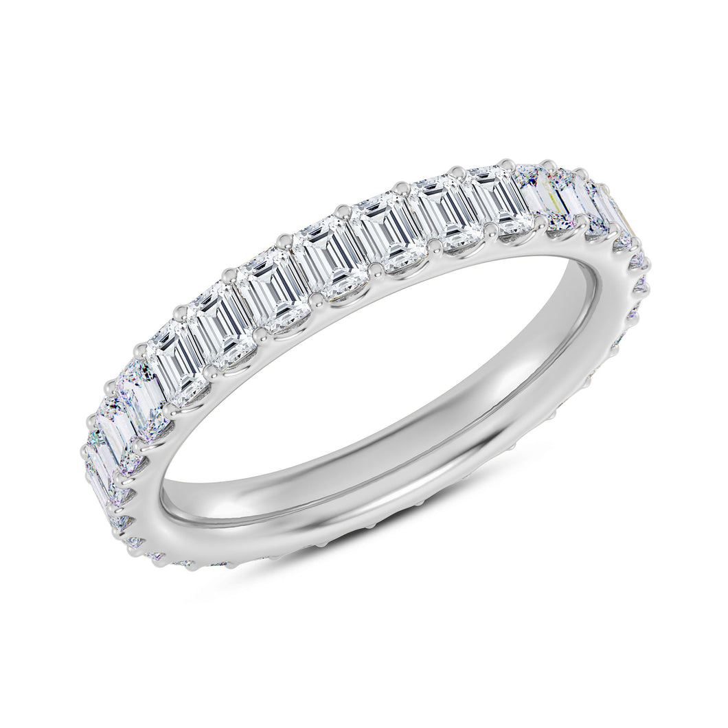 2ctw Emerald Diamond White Gold Eternity Band - Size 7