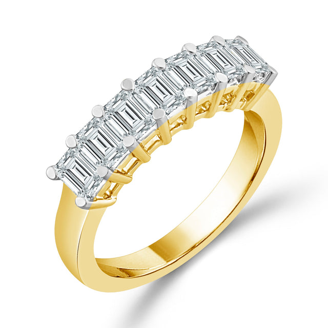 2ctw Emerald Diamond Yellow Gold Anniversary Band - Embrace Collection - Size 6