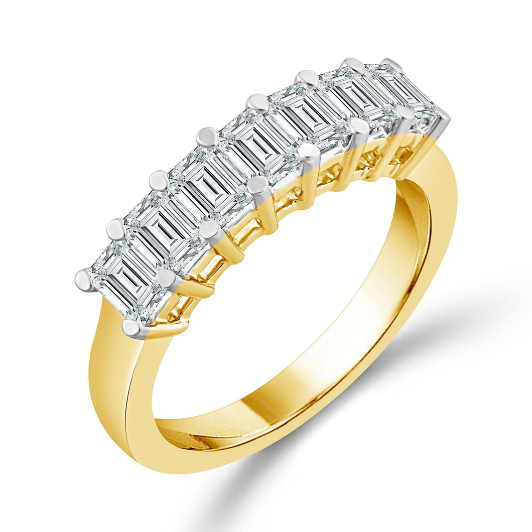 2ctw Emerald Diamond Yellow Gold Anniversary Band - Embrace Collection - Size 6