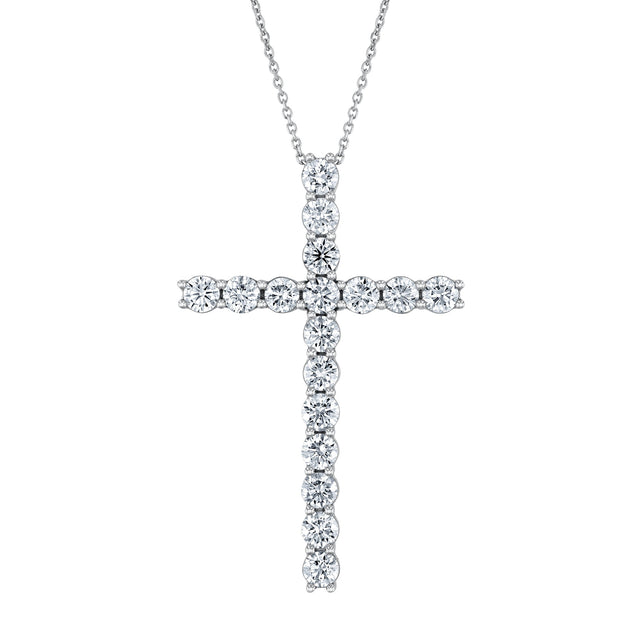 2ctw Lab Grown Diamond Cross White Gold Pendant Necklace