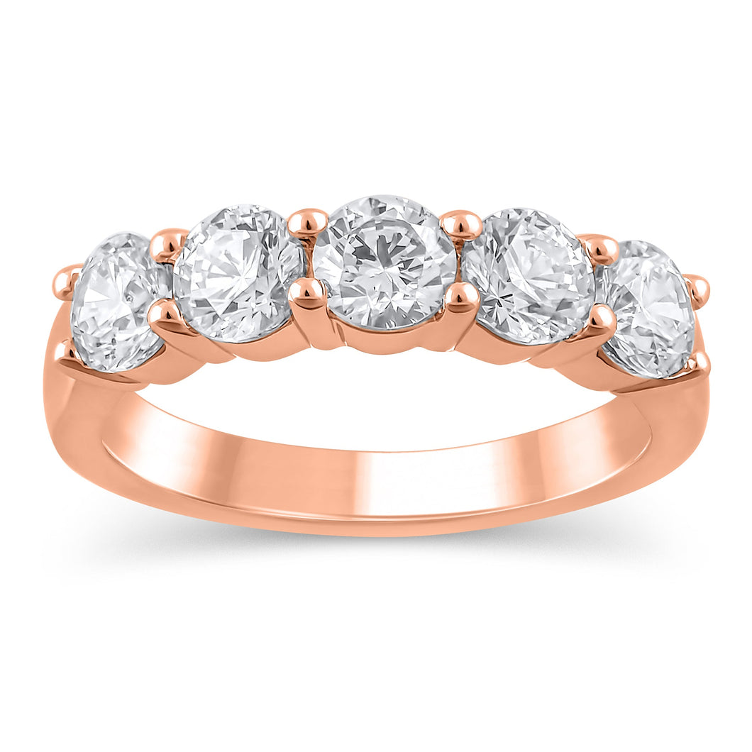 2ctw Lab Grown Diamond Rose Gold Anniversary Band - Size 5