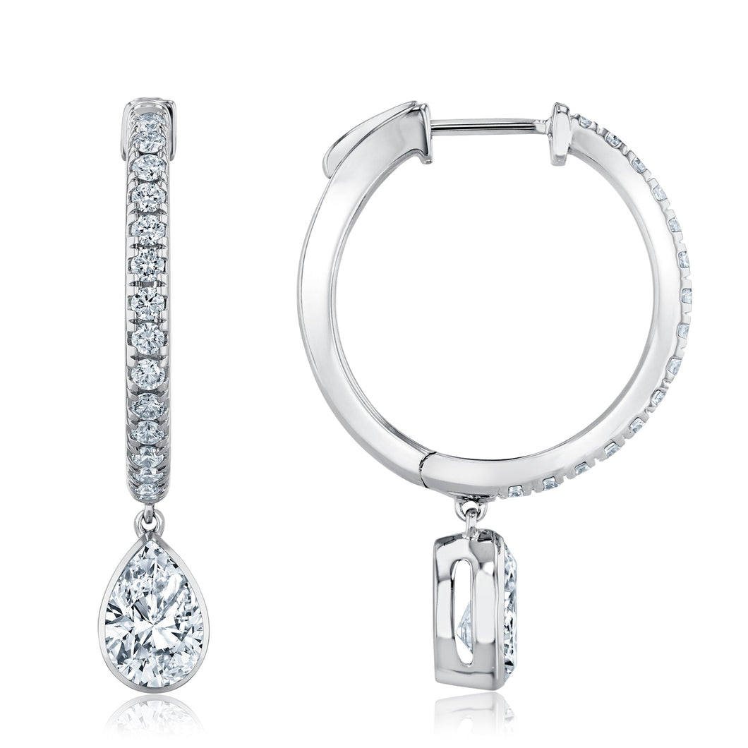 2ctw Lab Grown Diamond White Gold Drop Earrings