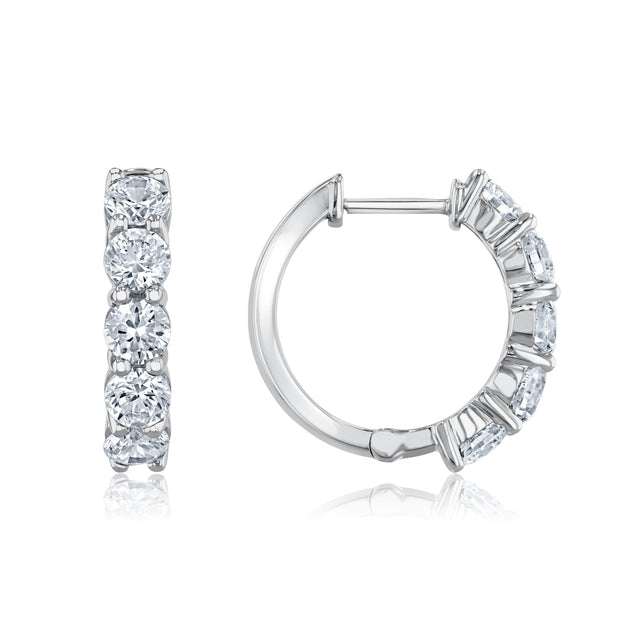 2ctw Lab Grown Diamond White Gold Huggie Hoop Earrings
