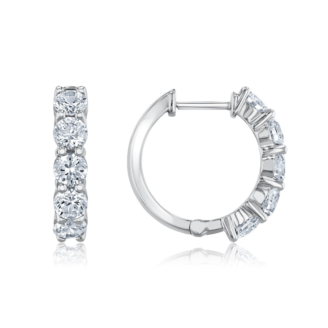 2ctw Lab Grown Diamond White Gold Huggie Hoop Earrings