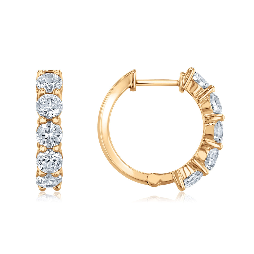 2ctw Lab Grown Diamond Yellow Gold Huggie Hoop Earrings