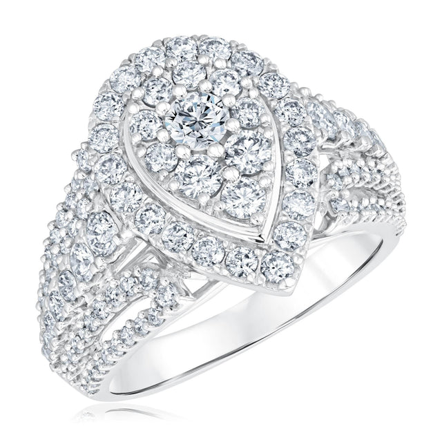 2ctw Pear Diamond Cluster White Gold Engagement Ring | Harmony Collection