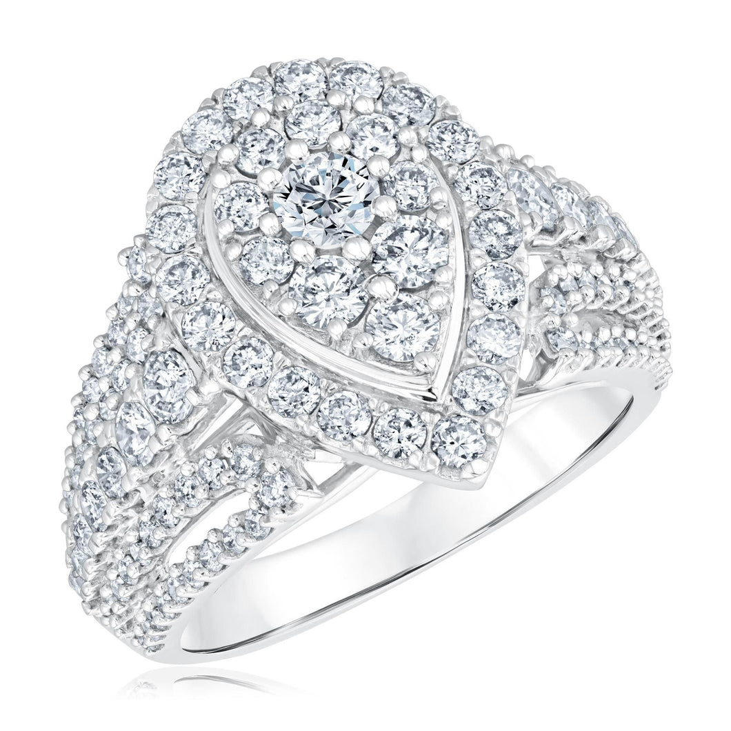 2ctw Pear Diamond Cluster White Gold Engagement Ring | Harmony Collection