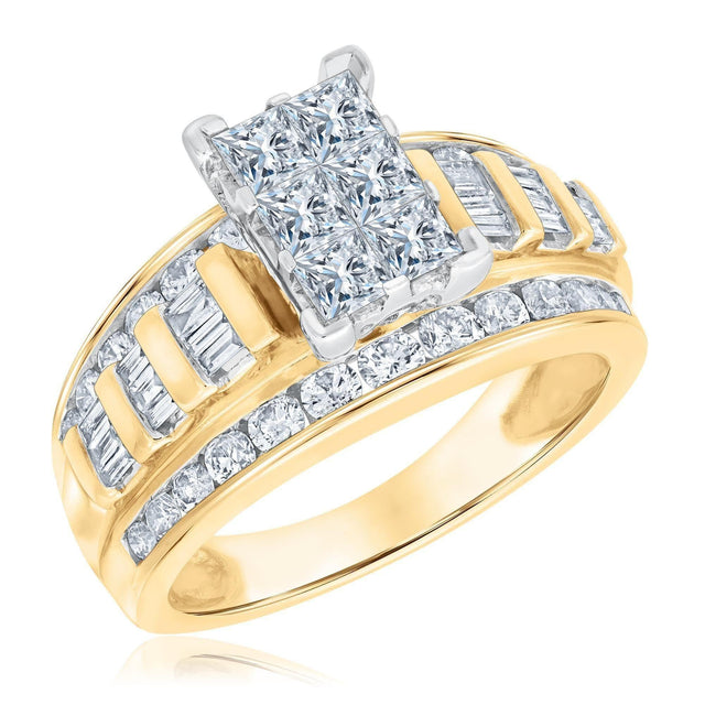 2ctw Princess Diamond Composite Yellow Gold Engagement Ring | Glow Collection