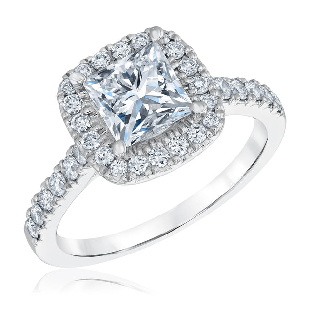 2ctw Princess Lab Grown Diamond Halo White Gold Engagement Ring