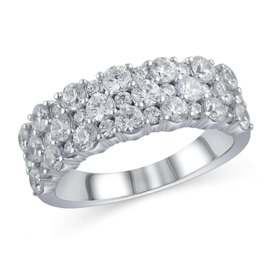 2ctw Round Diamond Multi-Row White Gold Anniversary Band - Embrace Collection - Size 5