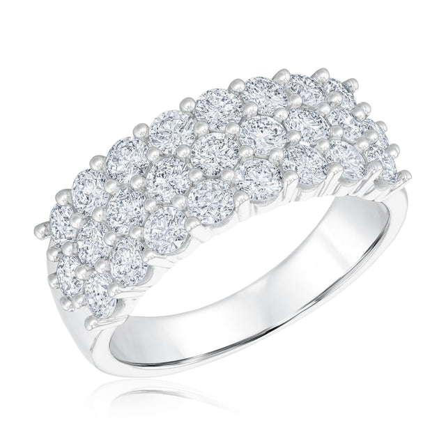 2ctw Round Diamond Three Row White Gold Anniversary Band | Embrace Collection