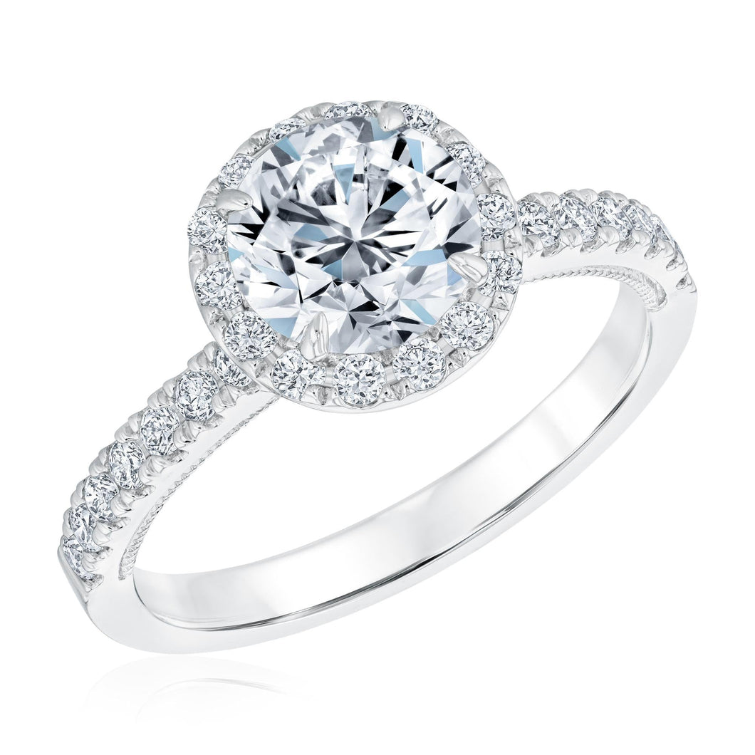 2ctw Round Lab Grown Diamond Halo White Gold Engagement Ring - Chemistry