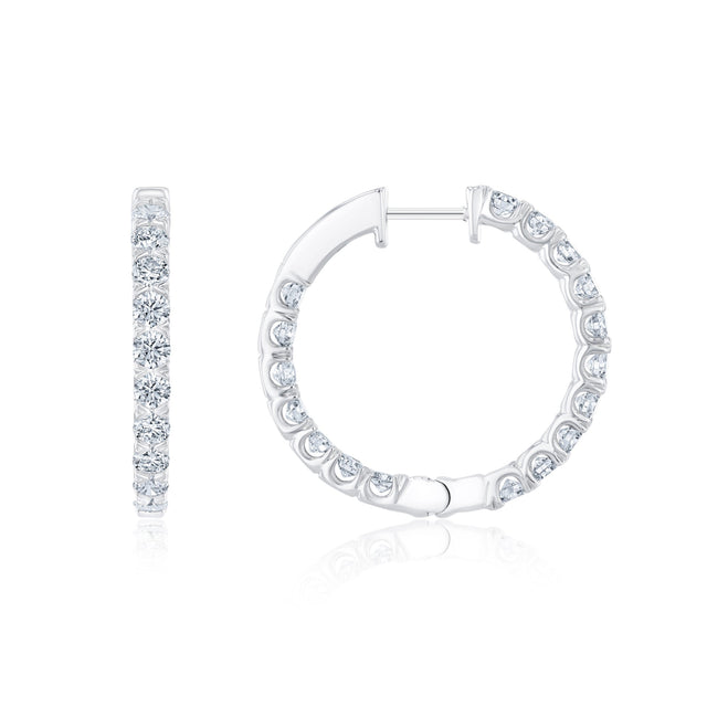 3 1/2ctw Round Lab Grown Diamond White Gold Inside Out Hoop Earrings