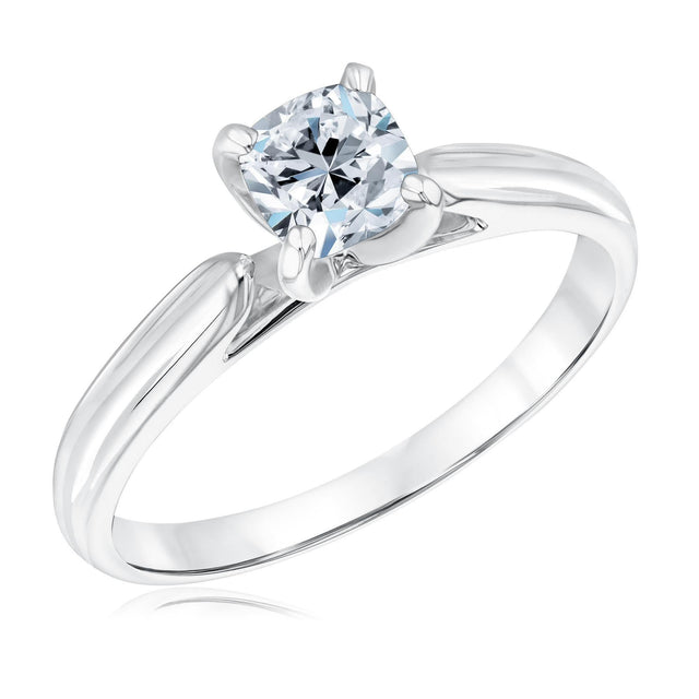 3/4ct Cushion Diamond Solitaire White Gold Engagement Ring - Heritage Collection