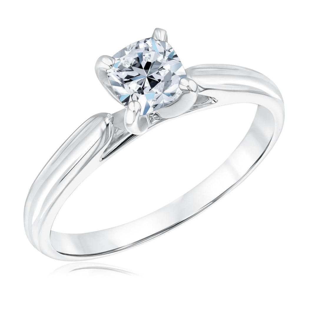 3/4ct Cushion Diamond Solitaire White Gold Engagement Ring - Heritage Collection