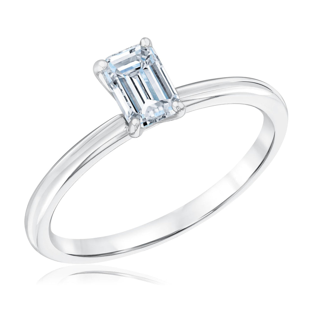 3/4ct Emerald Lab Grown Diamond Solitaire Engagement Ring