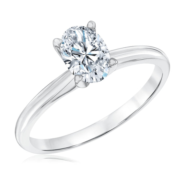 3/4ct Oval Diamond Solitaire White Gold Engagement Ring - Heritage Collection