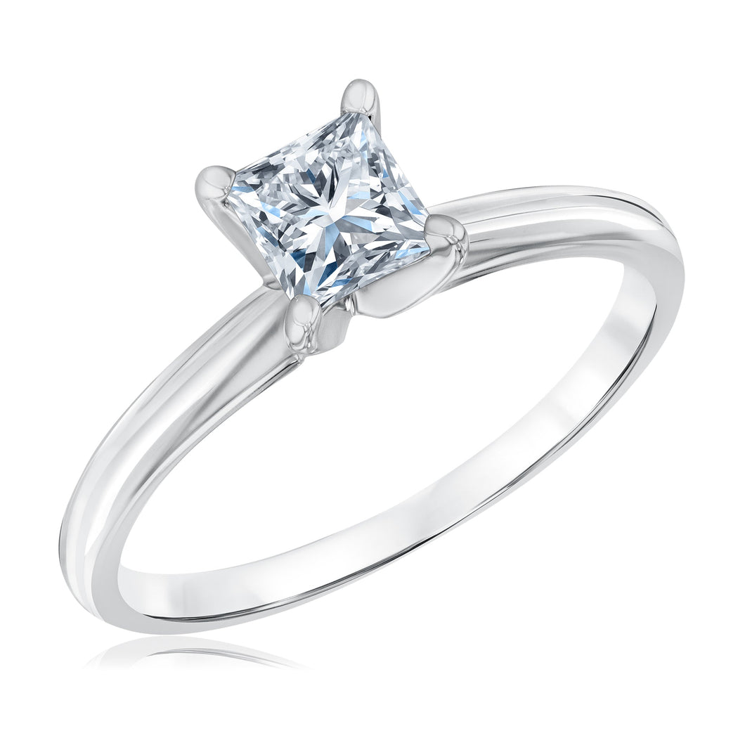 3/4ct Princess Diamond Solitaire White Gold Engagement Ring - Heritage Collection