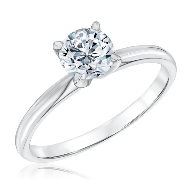 3/4ct Round Diamond Solitaire White Gold Engagement Ring - Heritage Collection