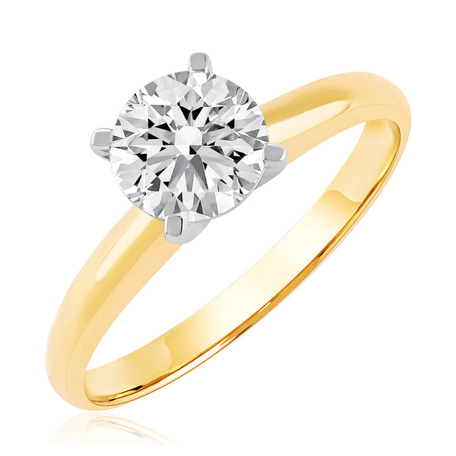 3/4ct Round Diamond Solitaire Yellow Gold Engagement Ring - Heritage Collection - Size 5