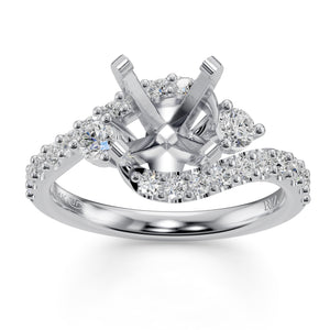 3/4ctw Diamond 14k White Gold Bypass Engagement Ring Setting