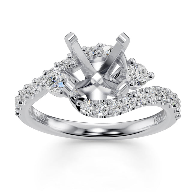 3/4ctw Diamond 14k White Gold Bypass Engagement Ring Setting