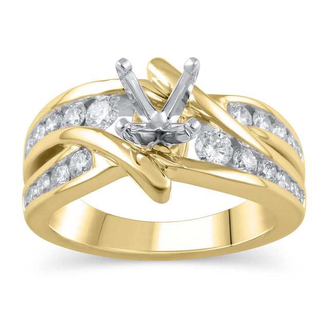 3/4ctw Diamond Bypass Yellow Gold Engagement Ring Setting | Design Collection | Size 5