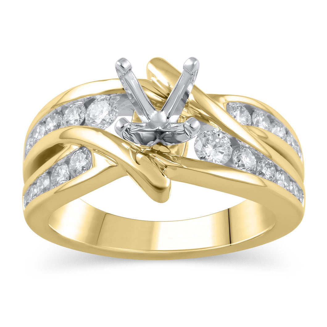 3/4ctw Diamond Bypass Yellow Gold Engagement Ring Setting | Design Collection | Size 5