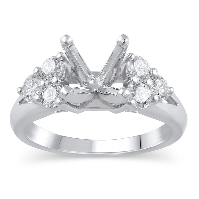 3/4ctw Diamond Cluster White Gold Engagement Ring Setting | Design Collection | Size 5