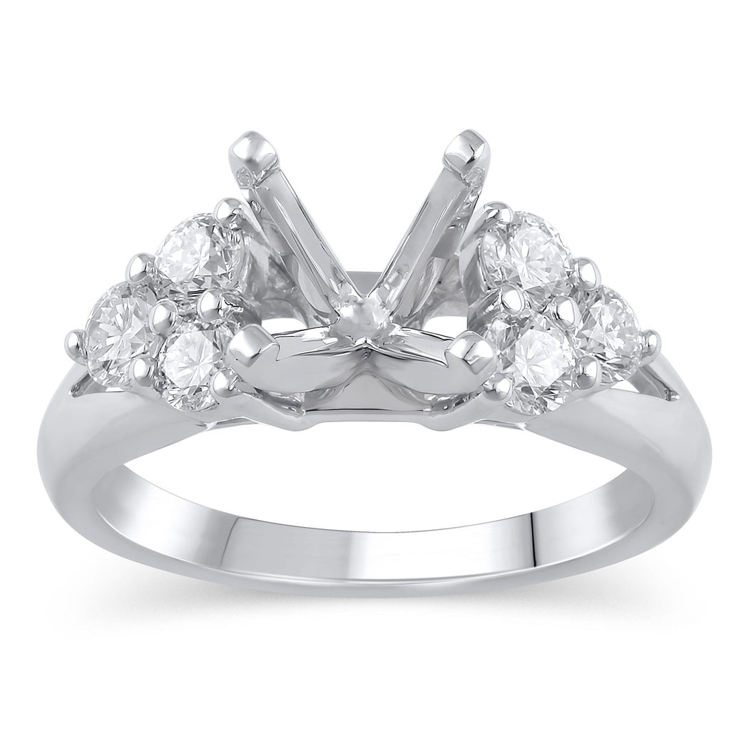 3/4ctw Diamond Cluster White Gold Engagement Ring Setting | Design Collection | Size 5