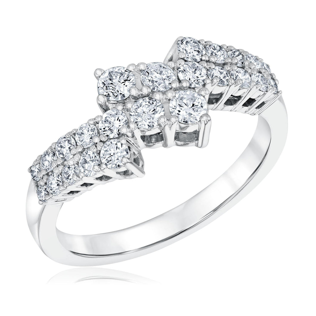 3/4ctw Diamond Double Row White Gold Bypass Ring - Classic Collection