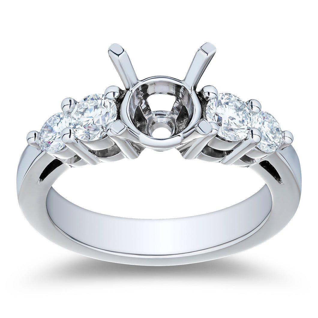 3/4ctw Diamond Five-Stone Platinum Engagement Ring Setting