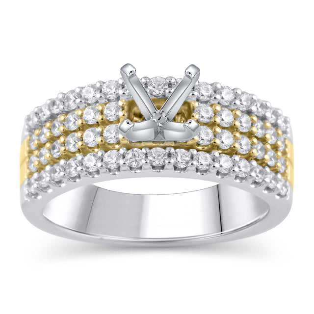 3/4ctw Diamond Multi-Row Two-Tone Engagement Ring Setting - Design Collection - Size 5