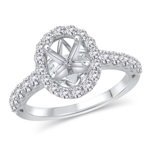 3/4ctw Diamond Oval Halo White Gold Engagement Ring Setting - Design Collection - Size 5