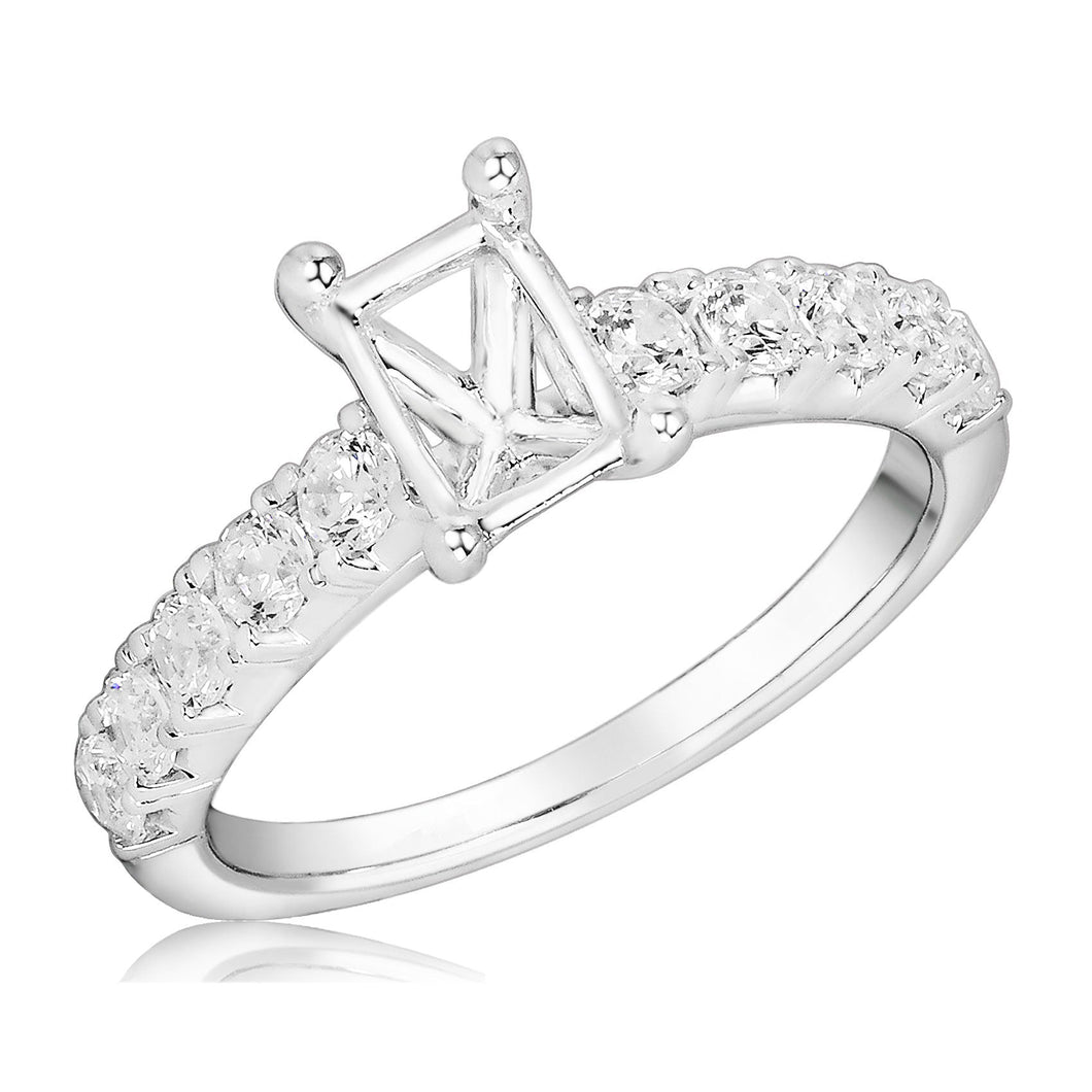 3/4ctw Diamond Wide Band White Gold Engagement Ring Setting - Size 5