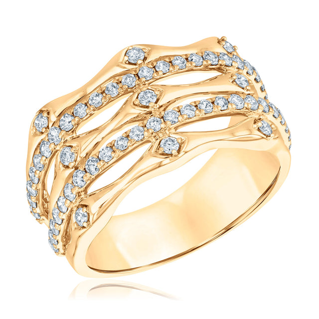 3/4ctw Diamond Yellow Gold Orbit Ring