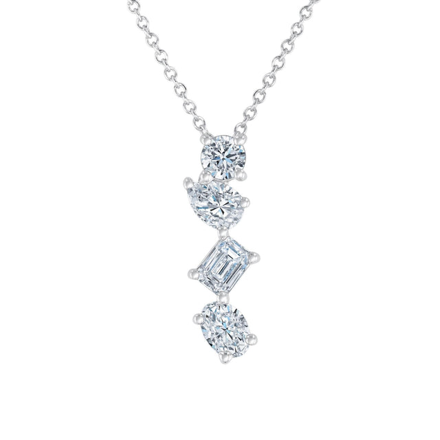 3/4ctw Mixed Shape Diamond White Gold Pendant Necklace - Classic Collection