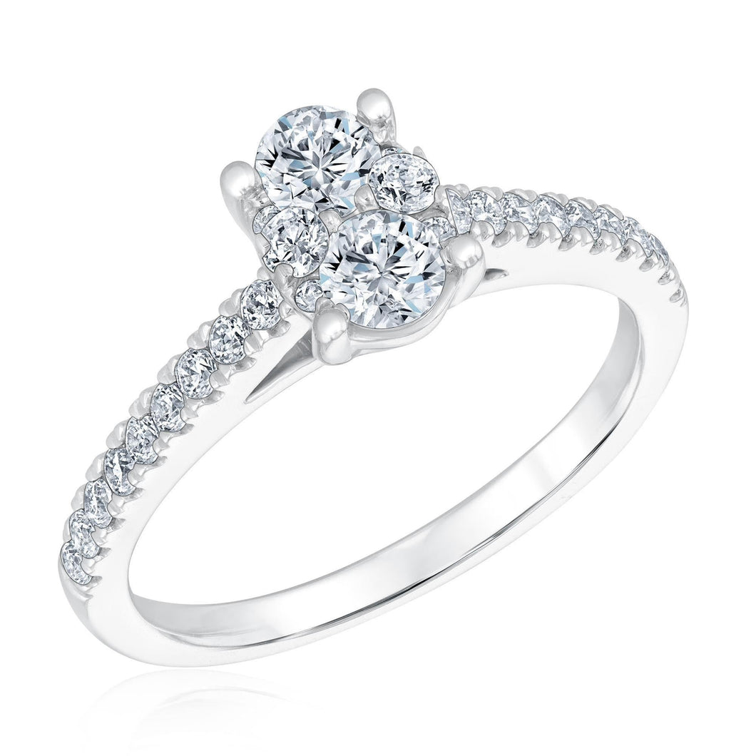 3/4ctw Oval Diamond Composite White Gold Engagement Ring | Harmony Collection