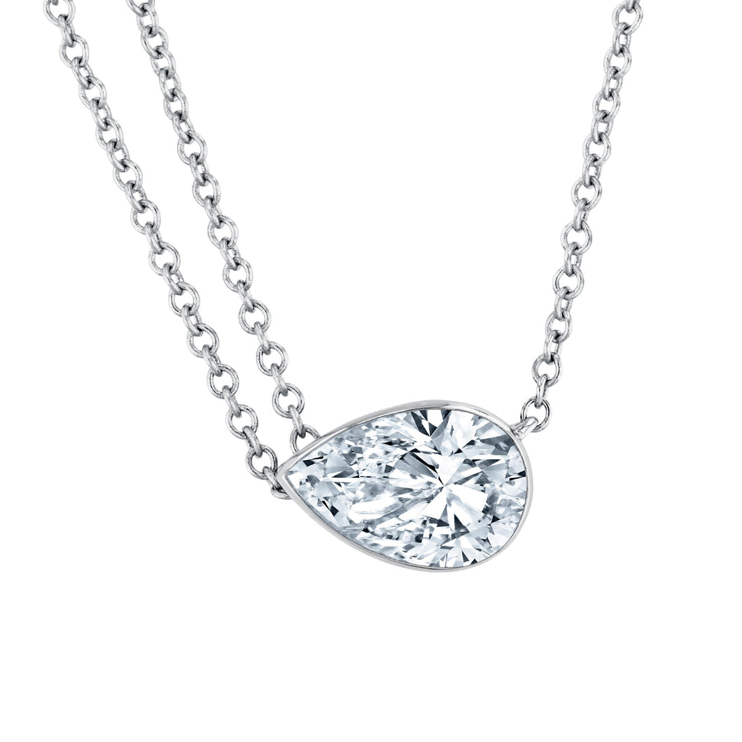 3/4ctw Pear Lab Grown Diamond White Gold Solitaire Pendant Necklace