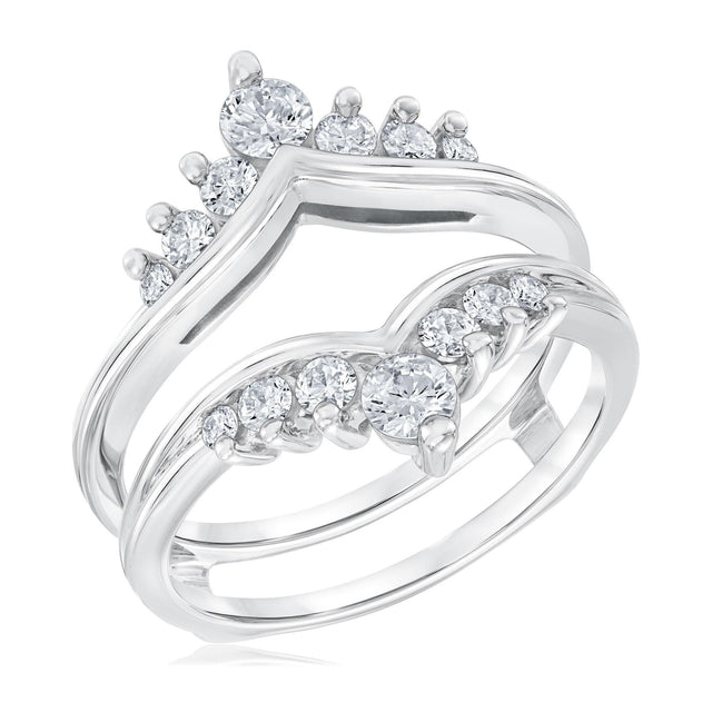 3/4ctw Round Diamond White Gold Ring Guard | Embrace Collection